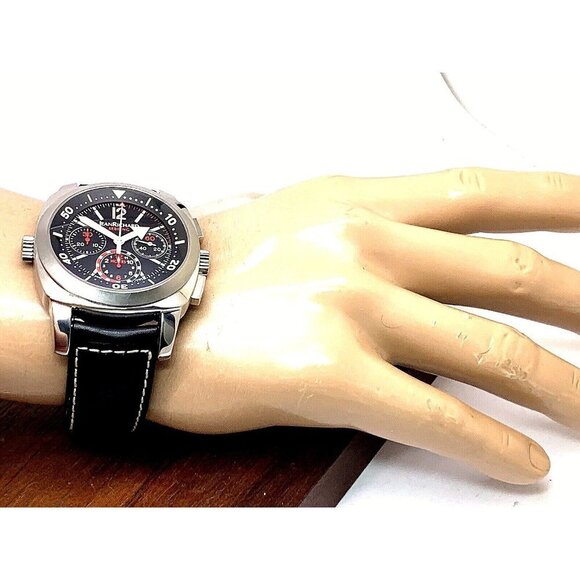 Jean Richard Men's Watch Sebring 25030 Swiss Automatic Black Dial Leather Band - Picture 4 of 13